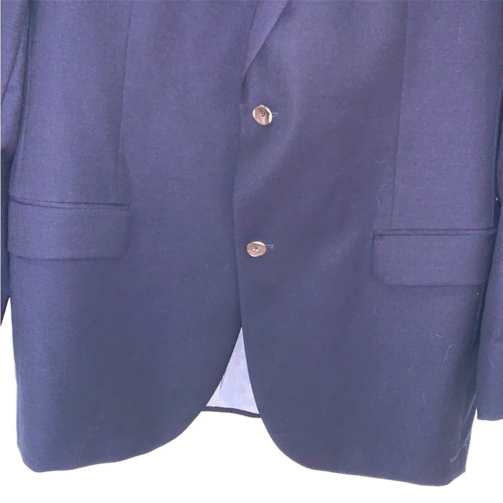 Saks Fifth Avenue Blazer Wool Navy Blue Napoliwood Nautical Sports Coat Mens 44L